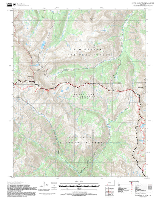 2025 Forest Service Topo Map of South River Peak Colorado