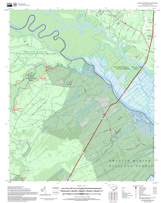 2025 Forest Service Topo Map of South Santee South Carolina