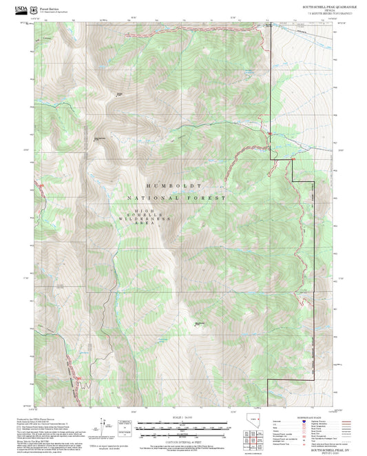 2025 Forest Service Topo Map of South Schell Peak Nevada