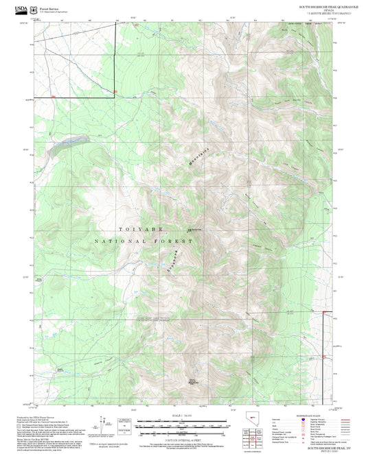 2025 Forest Service Topo Map of South Shoshone Peak Nevada