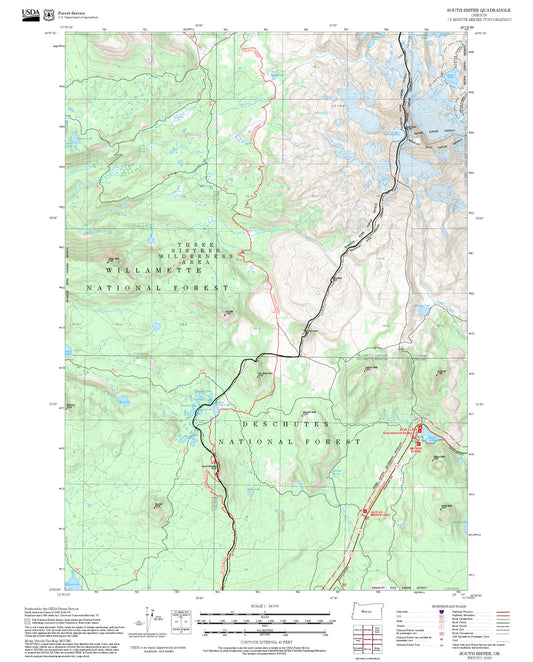 2025 Forest Service Topo Map of South Sister Oregon