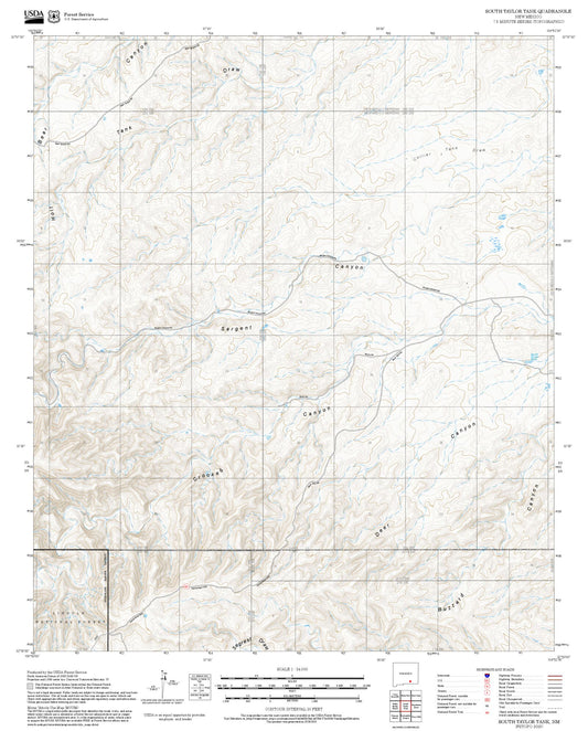 2025 Forest Service Topo Map of South Taylor Tank New Mexico