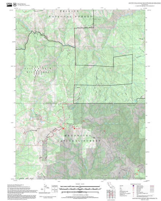 2025 Forest Service Topo Map of South Yolla Bolly Mountains California