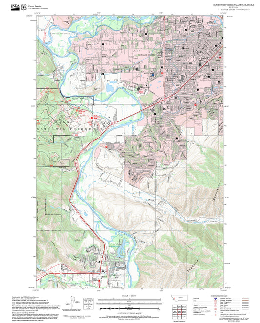 2025 Forest Service Topo Map of Southwest Missoula Montana