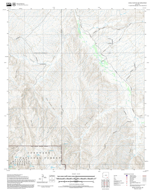 2025 Forest Service Topo Map of Soza Canyon Arizona