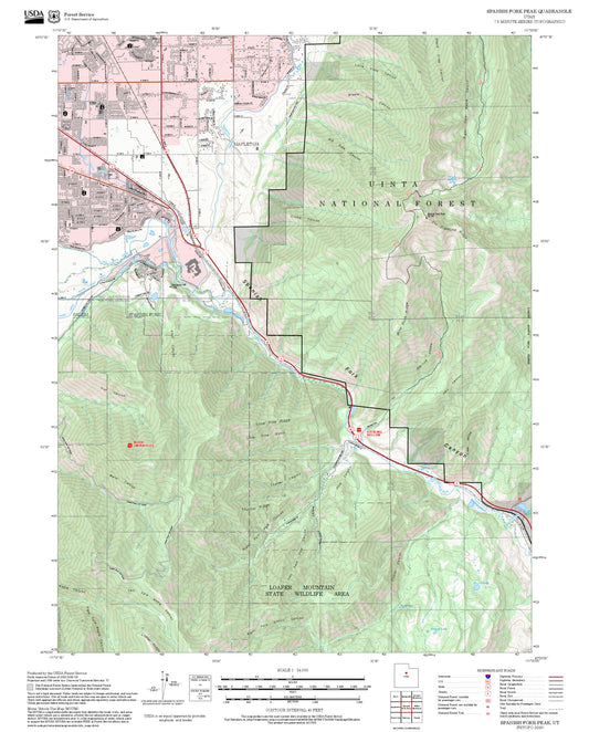 2025 Forest Service Topo Map of Spanish Fork Peak Utah