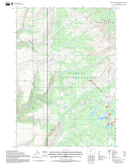 2025 Forest Service Topo Map of Spanish Point Wyoming