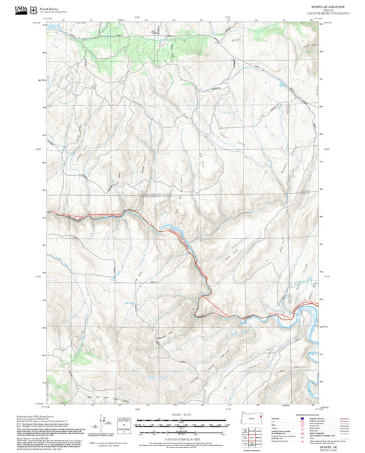 2025 Forest Service Topo Map of Sparta Oregon