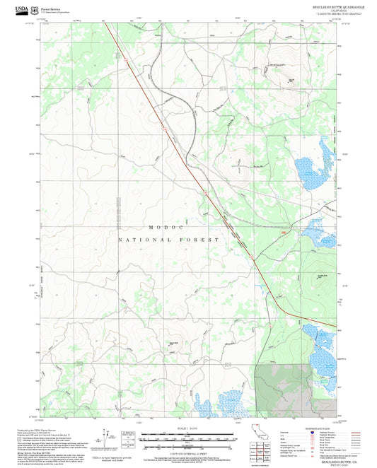 2025 Forest Service Topo Map of Spaulding Butte California