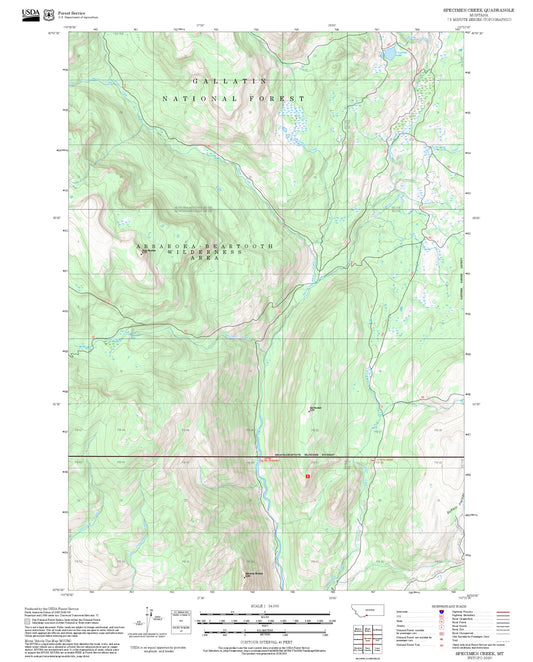 2025 Forest Service Topo Map of Specimen Creek Montana