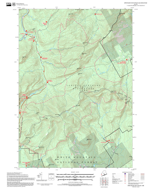 2025 Forest Service Topo Map of Speckled Mountain Maine