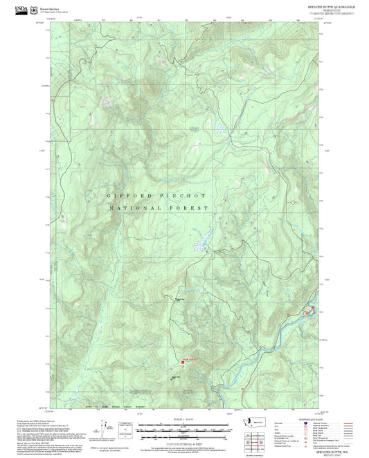 2025 Forest Service Topo Map of Spencer Butte Washington