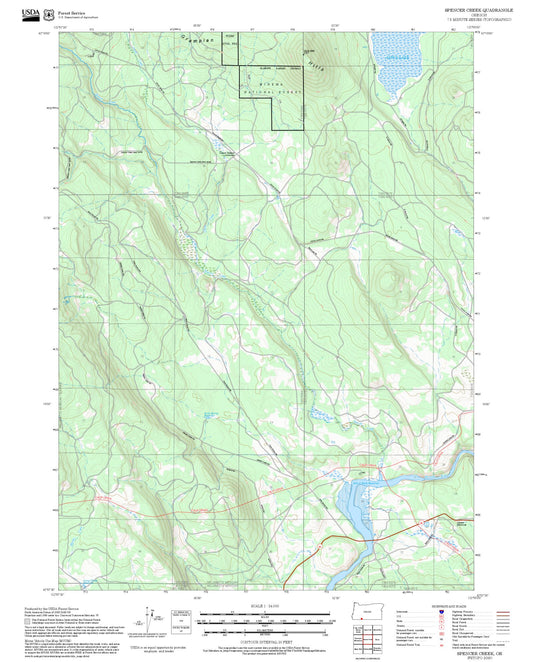 2025 Forest Service Topo Map of Spencer Creek Oregon