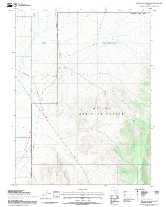 2025 Forest Service Topo Map of Spencer Hot Springs Nevada
