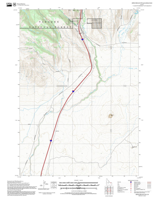 2025 Forest Service Topo Map of Spencer South Idaho