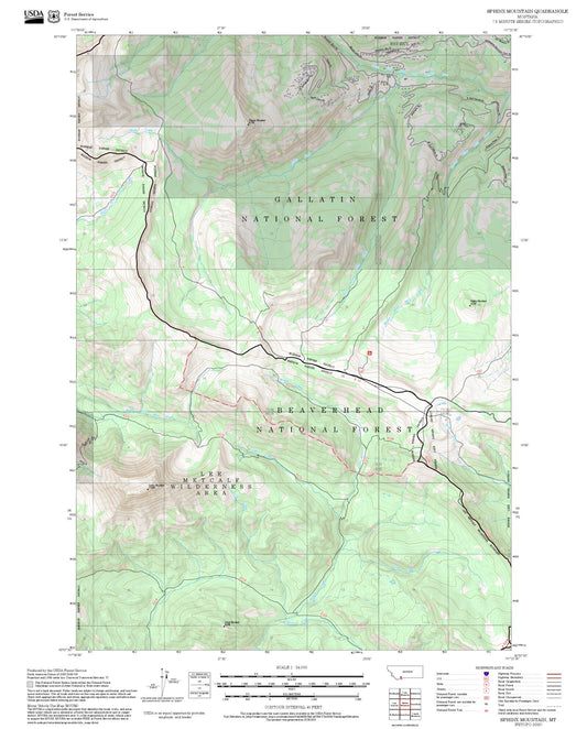 2025 Forest Service Topo Map of Sphinx Mountain Montana