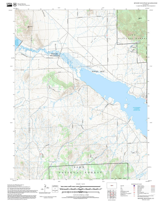 2025 Forest Service Topo Map of Spinney Mountain Colorado
