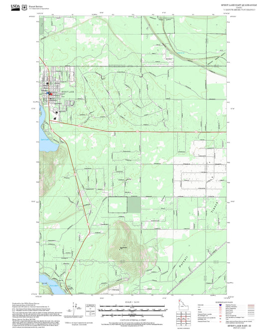 2025 Forest Service Topo Map of Spirit Lake East Idaho