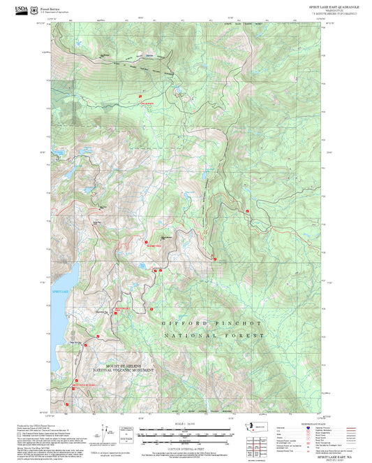 2025 Forest Service Topo Map of Spirit Lake East Washington