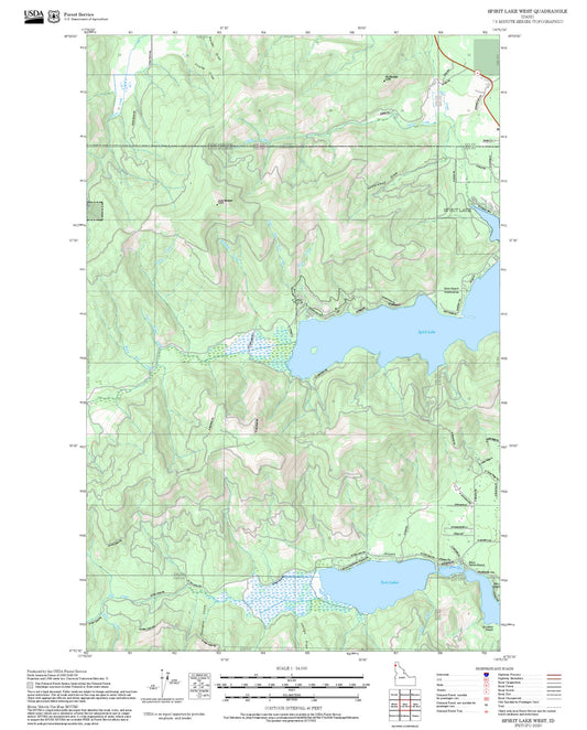 2025 Forest Service Topo Map of Spirit Lake West Idaho