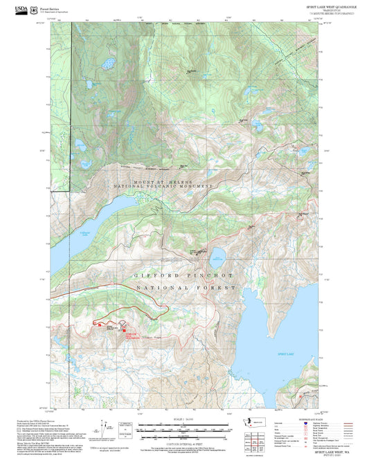 2025 Forest Service Topo Map of Spirit Lake West Washington