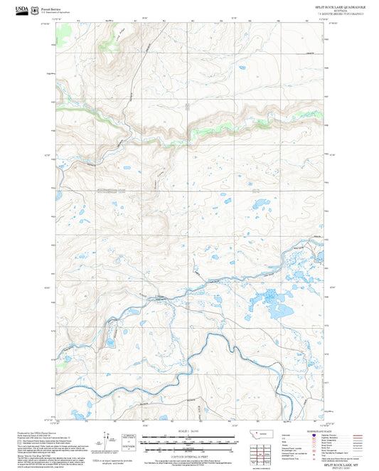 2025 Forest Service Topo Map of Split Rock Lake Montana