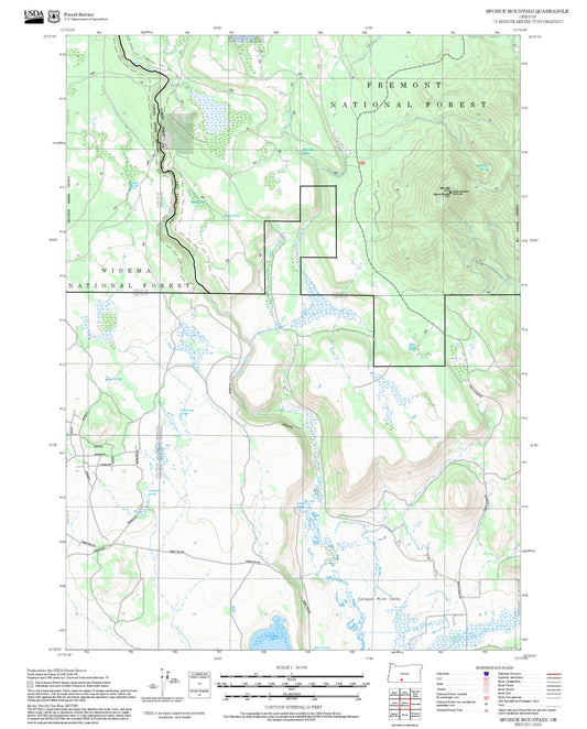 2025 Forest Service Topo Map of Spodue Mountain Oregon
