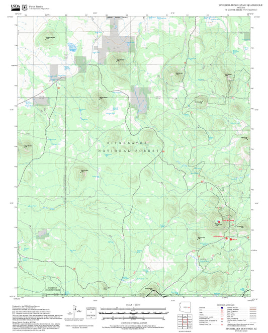 2025 Forest Service Topo Map of Sponseller Mountain Arizona
