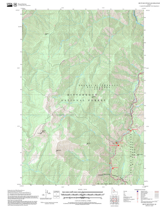 2025 Forest Service Topo Map of Spot Mountain Idaho