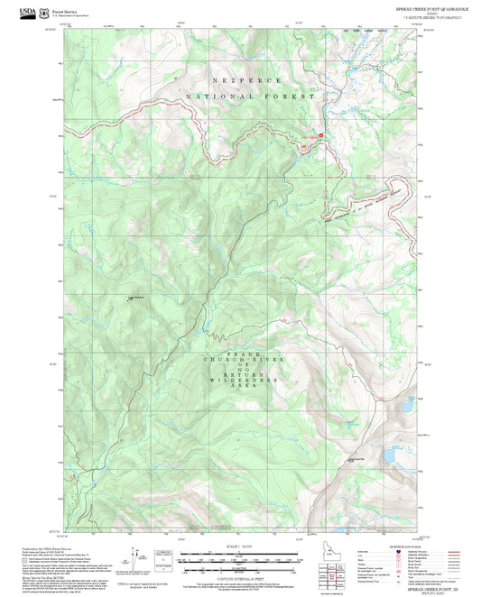 2025 Forest Service Topo Map of Spread Creek Point Idaho
