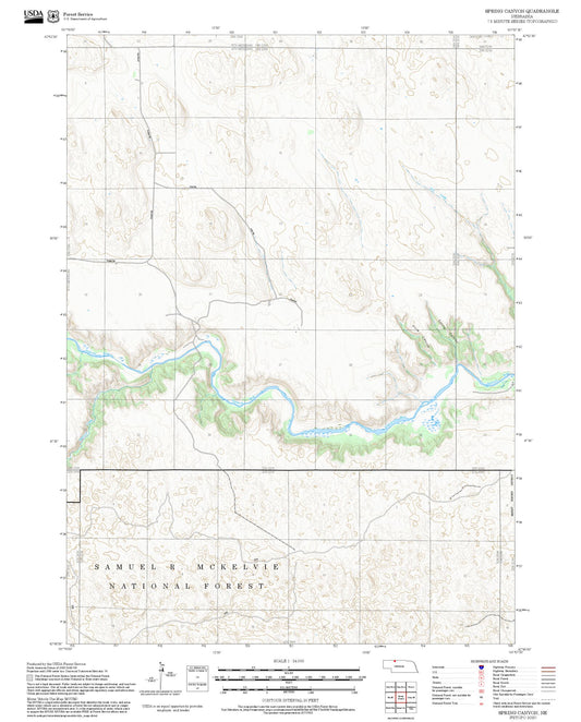 2025 Forest Service Topo Map of Spring Canyon Nebraska