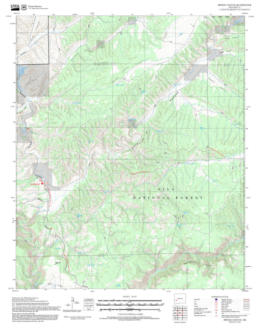 2025 Forest Service Topo Map of Spring Canyon New Mexico
