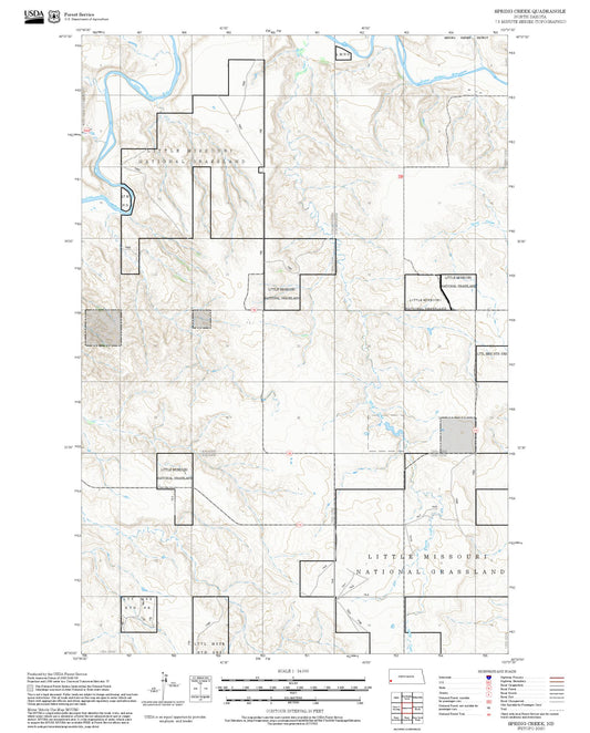 2025 Forest Service Topo Map of Spring Creek North Dakota