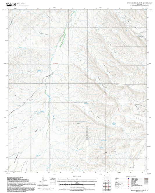2025 Forest Service Topo Map of Spring Water Canyon Arizona