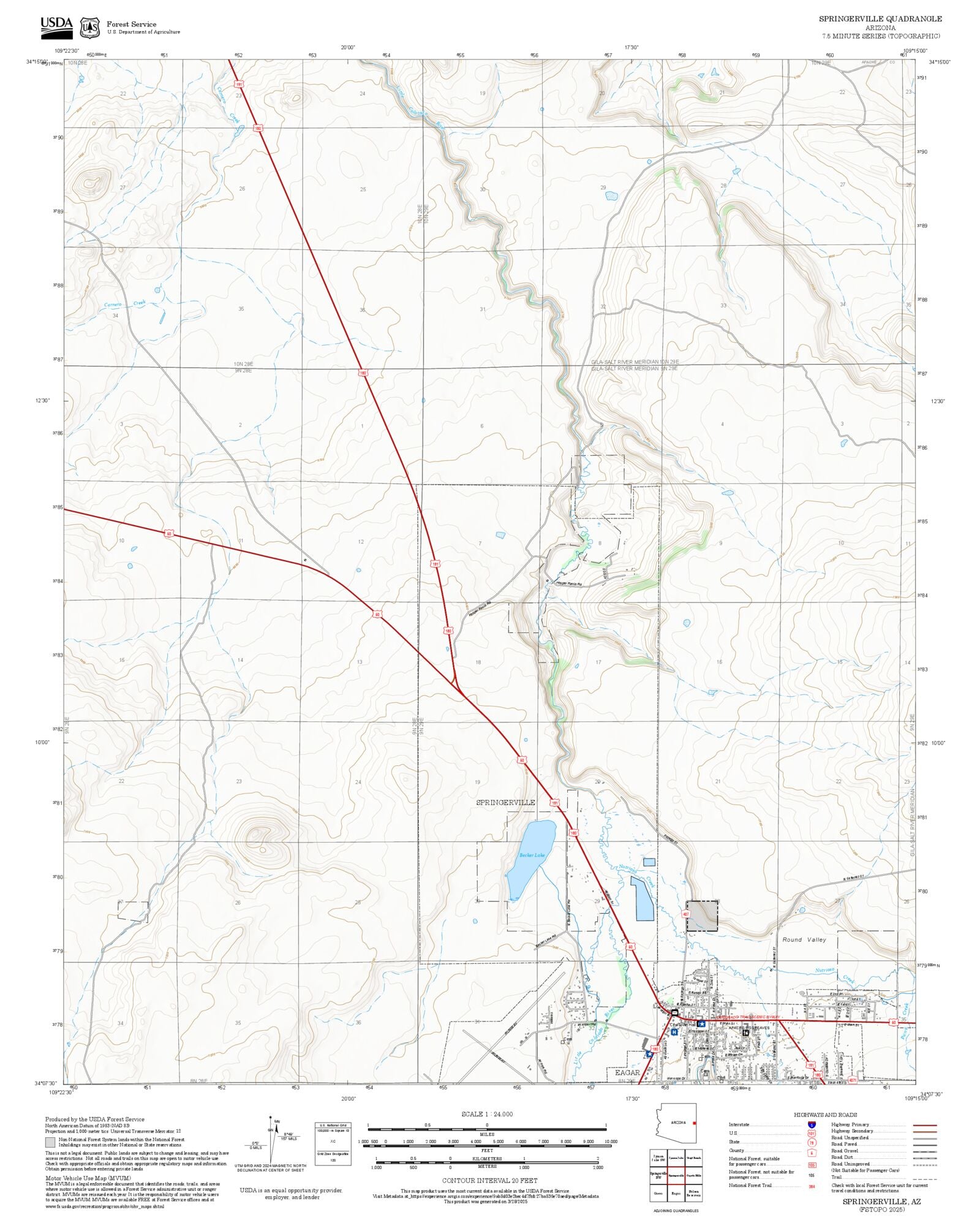 2025 Forest Service Topo Map of Springerville Arizona – MyTopo Map Store