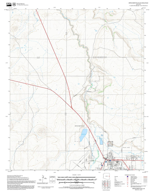 2025 Forest Service Topo Map of Springerville Arizona