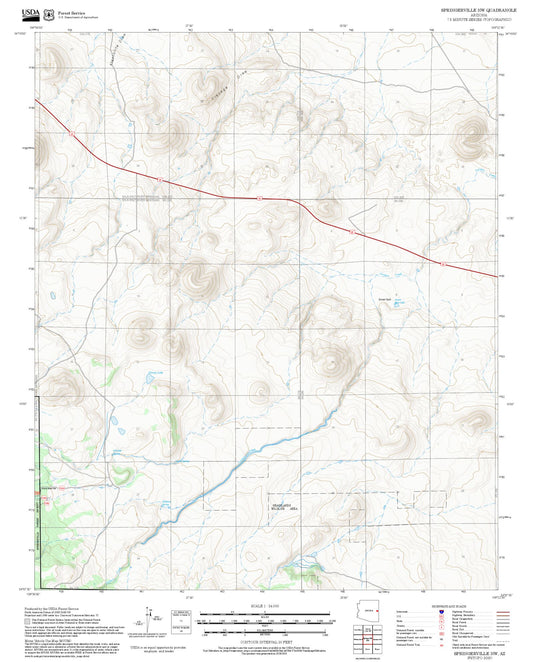 2025 Forest Service Topo Map of Springerville NW Arizona