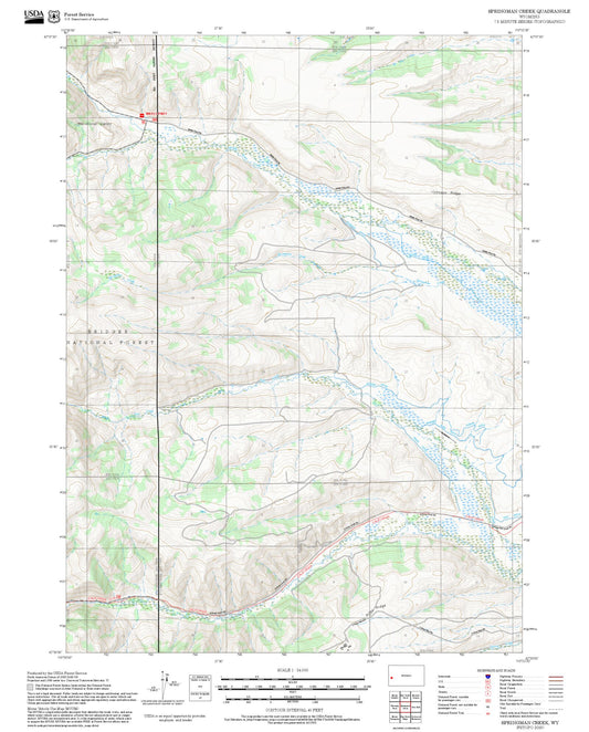 2025 Forest Service Topo Map of Springman Creek Wyoming