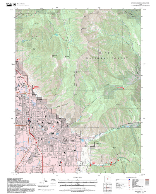 2025 Forest Service Topo Map of Springville Utah