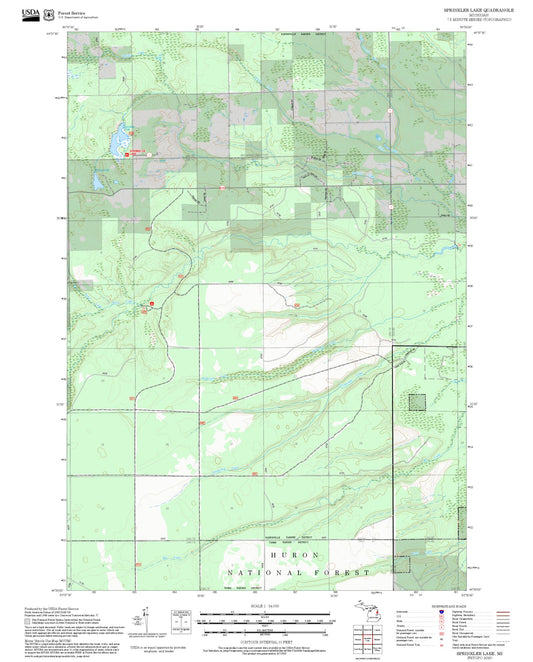 2025 Forest Service Topo Map of Sprinkler Lake Michigan