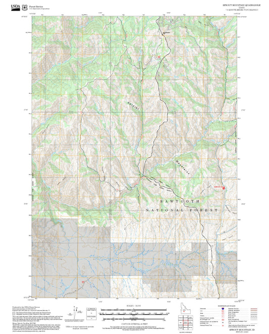 2025 Forest Service Topo Map of Sprout Mountain Idaho
