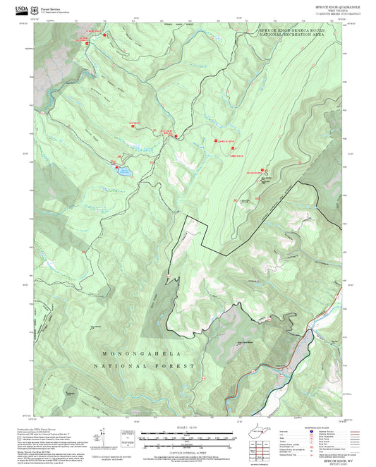 2025 Forest Service Topo Map of Spruce Knob West Virginia