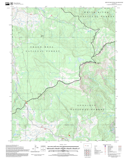 2025 Forest Service Topo Map of Spruce Mountain Colorado