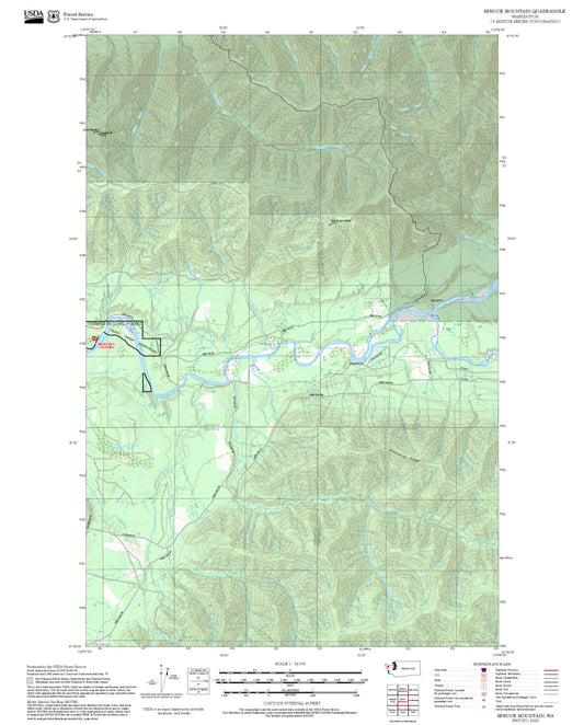 2025 Forest Service Topo Map of Spruce Mountain Washington