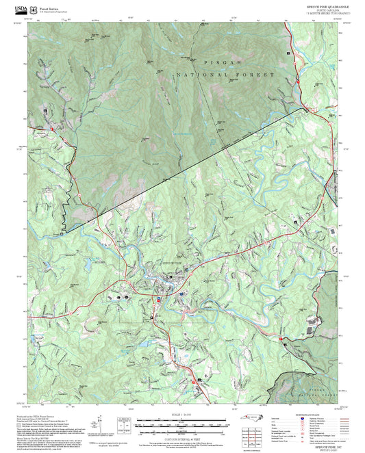 2025 Forest Service Topo Map of Spruce Pine North Carolina
