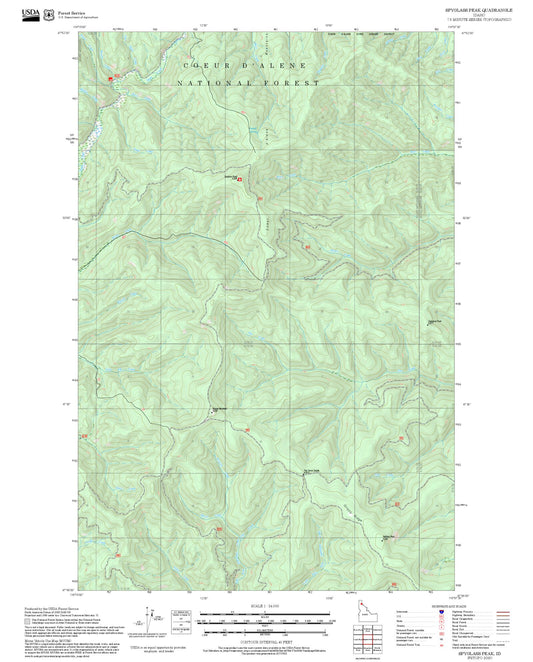 2025 Forest Service Topo Map of Spyglass Peak Idaho
