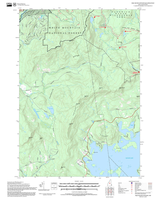 2025 Forest Service Topo Map of Squam Mountains New Hampshire