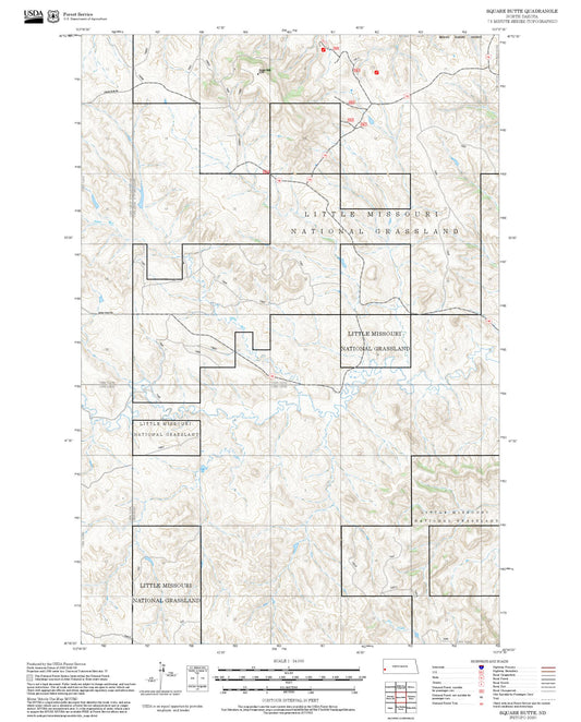 2025 Forest Service Topo Map of Square Butte North Dakota