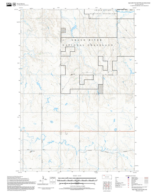 2025 Forest Service Topo Map of Square Top Butte South Dakota