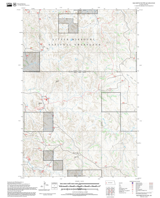 2025 Forest Service Topo Map of Squaretop Butte North Dakota